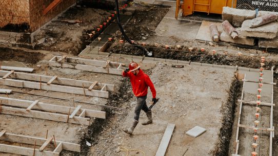 A tradesperson on a construction site