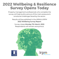 Property Management Professionals Who Complete The Survey Will Help Build A Picture Of The Main Pressures & Emotional Challenges Faced By The Sector. Results Will Be Published In The ARMA & IRPM 2022 Wellbe
